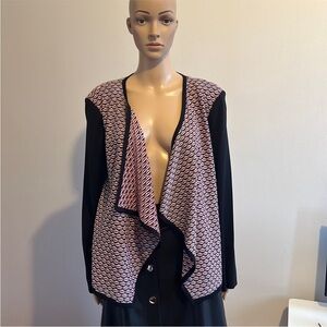 MISOOK Black Red White Drapey Cardigan Size L